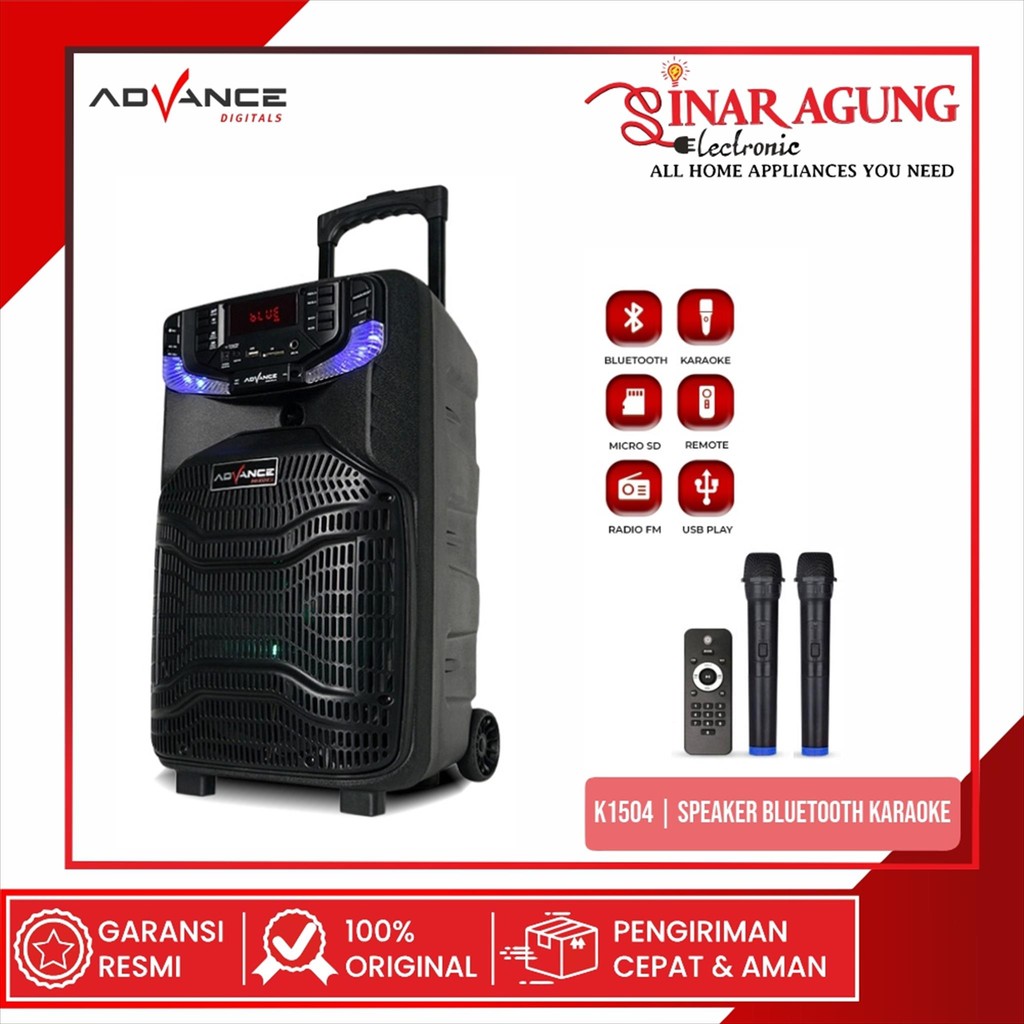 ADVANCE K1504 / K-1504 SPEAKER BLUETOOTH KARAOKE - MICROPHONE 2 PCS