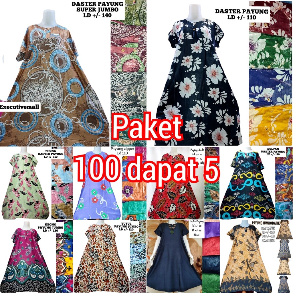 CDJ76 Daster payung paket 100 rb an dapat 5 free ongkir ssat promo / executivemall daster rayon mura
