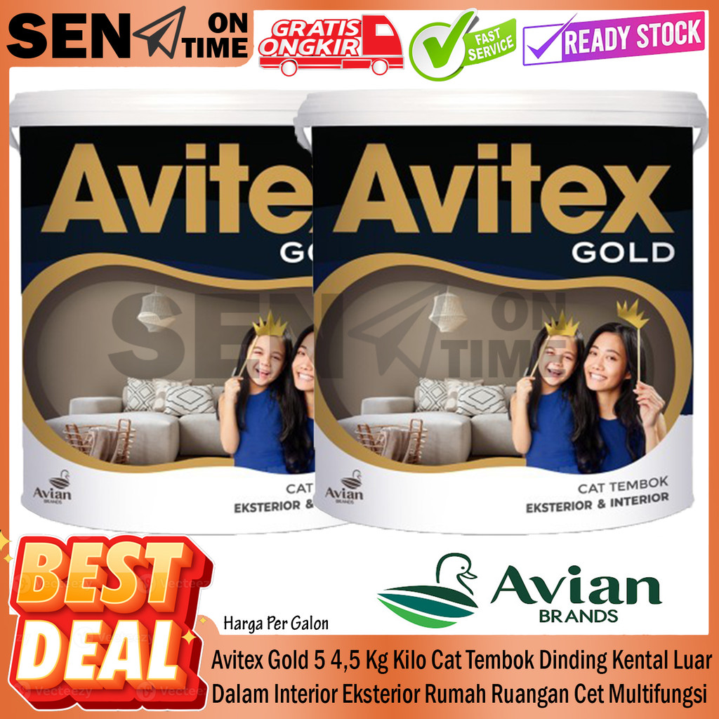 Cat Tembok Avitex Gold 5 Kg Avian Brands Pelapis Dinding Kental Luar Dalam Interior Eksterior Exteri