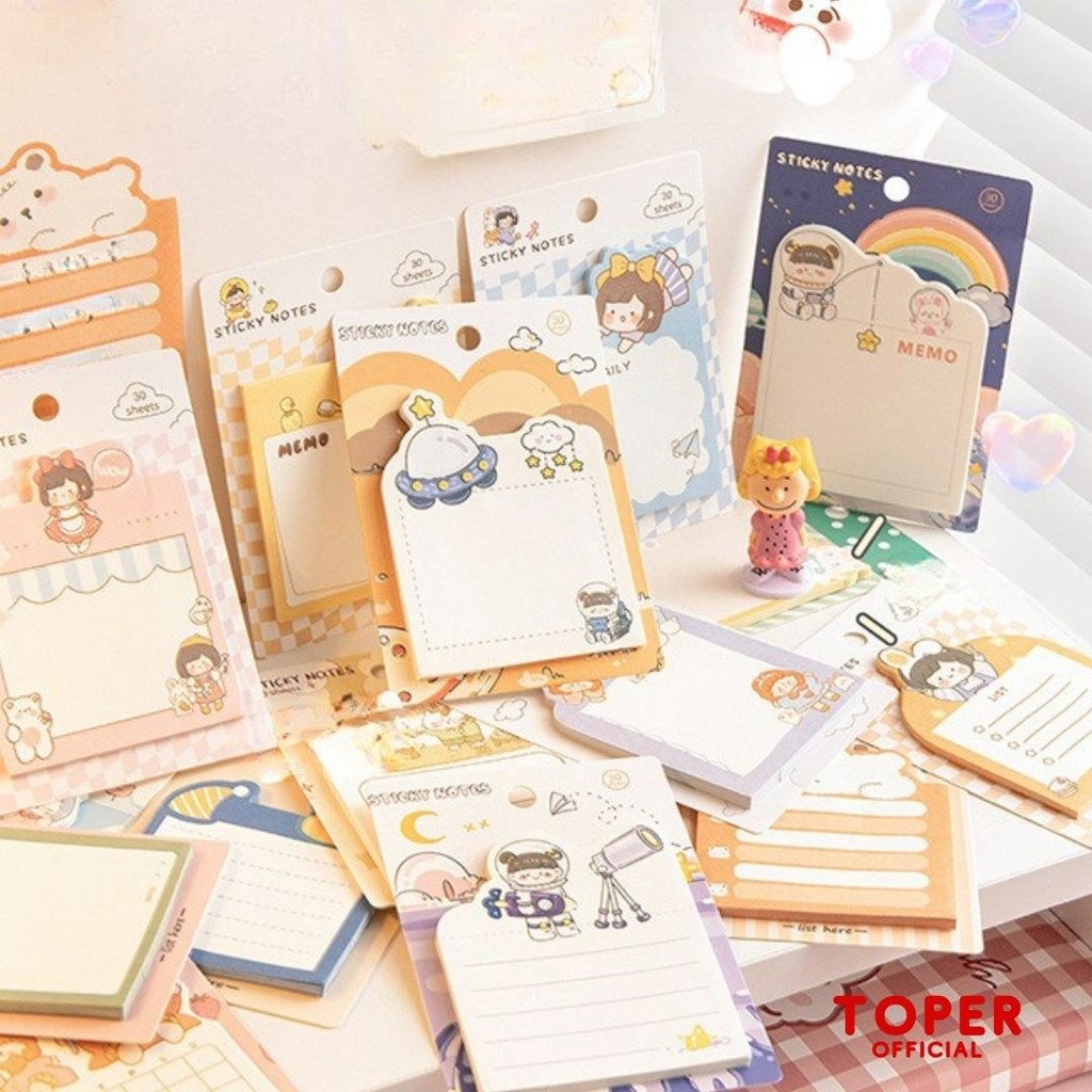 

TOPER Sticky Notes Isi 30 Lembar Kertas Catatan Tempel Stick Note Magic Shape Memo Aesthetic Estetik