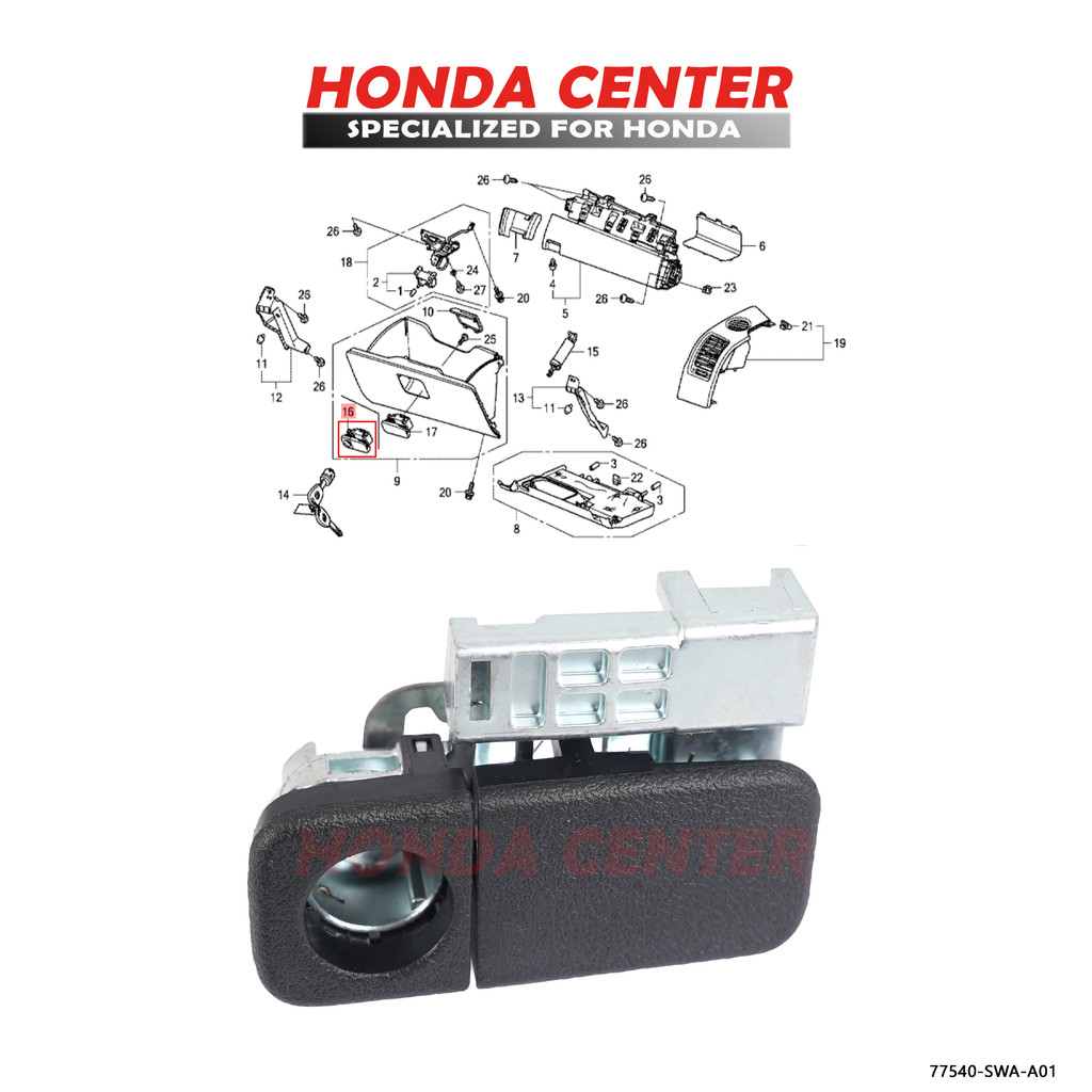 Handel Handle Gagang Laci Lock Glove Box Crv Gen3 2007 2008 2009 2010 2011 2012