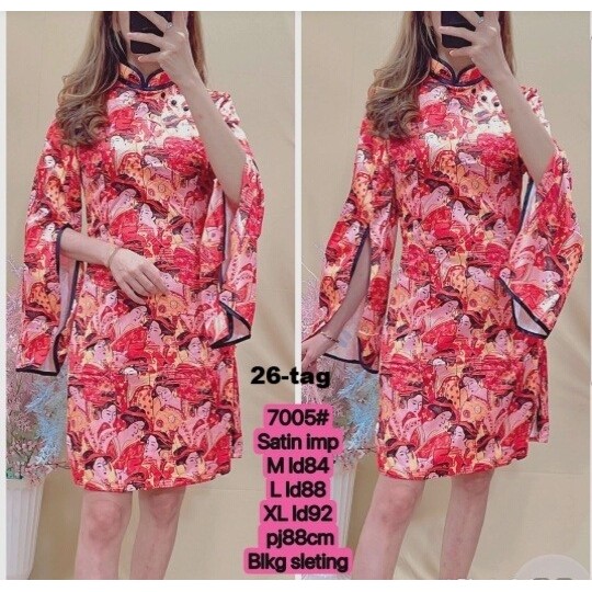 dress satin merah 7005 26-tag m l xl