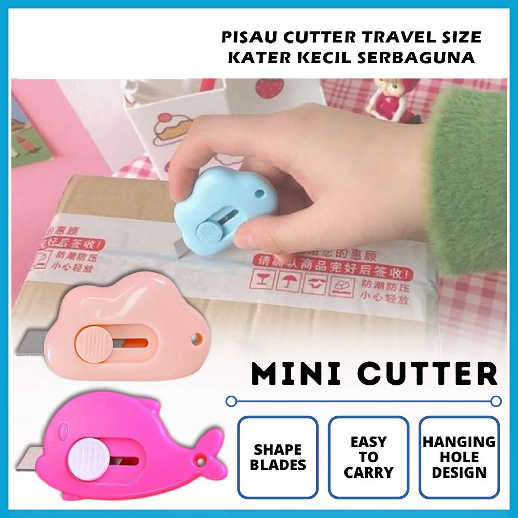 

Pisau Cutter Mini Model Awan & Dolphin Alat Bantu Potong Kertas Plastik Unboxing Paket Perlengkapan ATK Sekolah Travel Size Cloud Shape Sliding Knife Kater Kecil Lucu Cuter