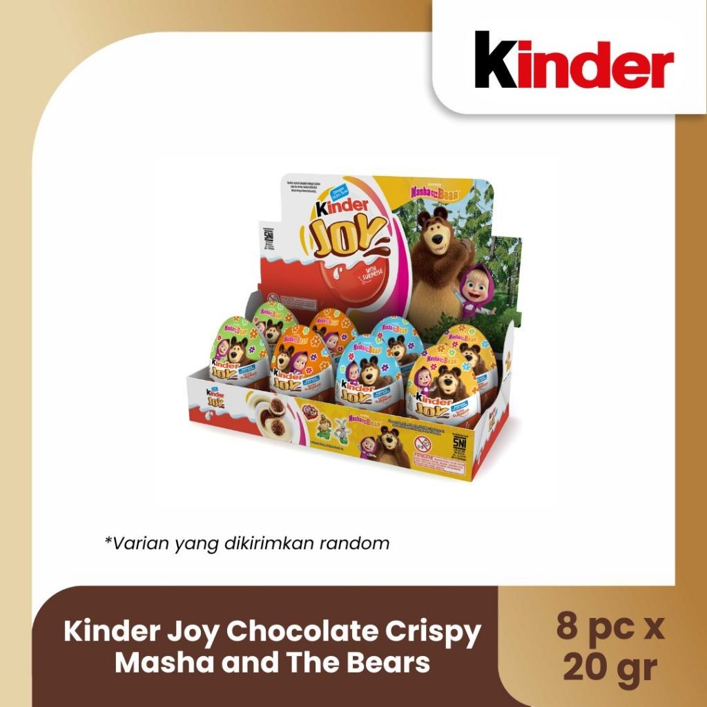

Kinder Joy Special Edition Masha & The Bear Chocolate Crispy 20gr Isi 8pcs