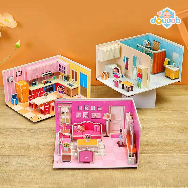 Mainan Anak/ Edukasi Anak Puzzle/ Mainan Craft 3D Mainan/  Konstruksi Rumah DIY Mainan Adukasi Anak/
