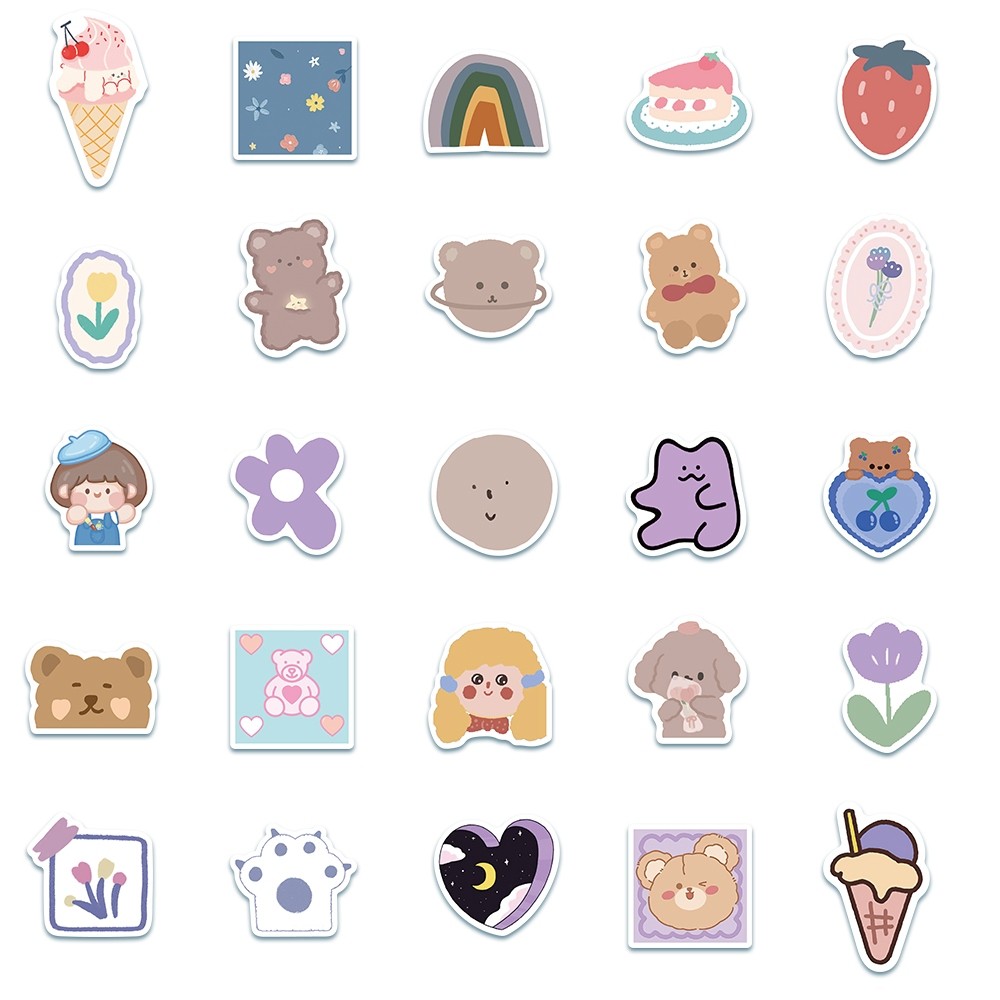 

Ins Gaya Stiker Aesthetic Lucu Seri Ungu Beruang Stiker Kartun Anak Decal Vinyl Stiker Anti Air- Sticker Buku Journal Koper Stiker Casing HP Stiker Laptop Helm Motor