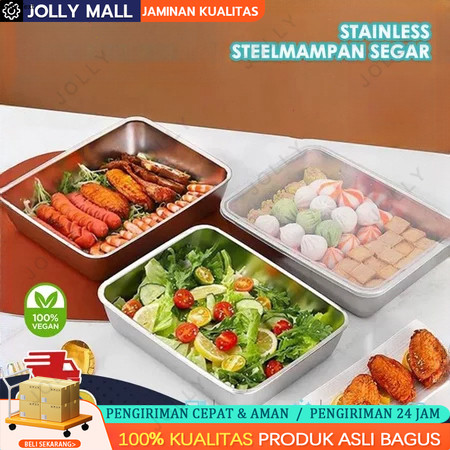 【COD】Zebra Nampan Persegi Baking Tray Baki Stainless Steel Cocok Untuk Oven Microwave Dilengkapi Den