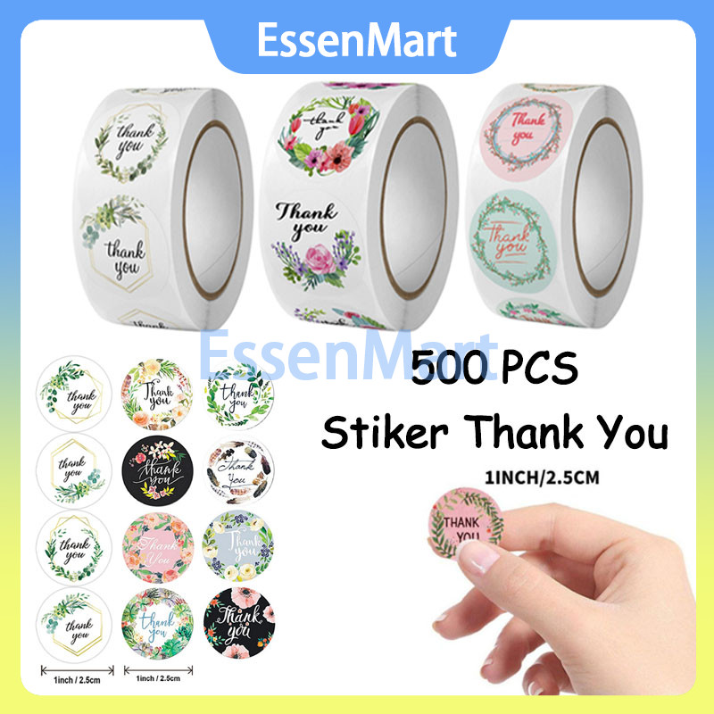 Sticker Thank You Roll Isi 500 Pcs / 1 Roll Stiker Thank You / Sticker Thank You 2.5Cm Tempelan Ucap