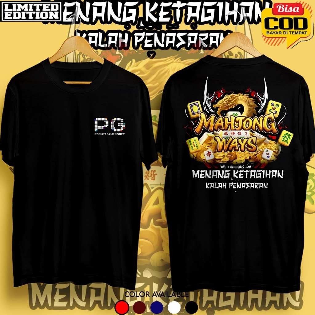 KAOS DISTRO MAHJONG WAYS MENANG KETAGIHAN KALAH PENASARAN, ATASAN PRIA PG MAHJONG TERBARU TSHIRT