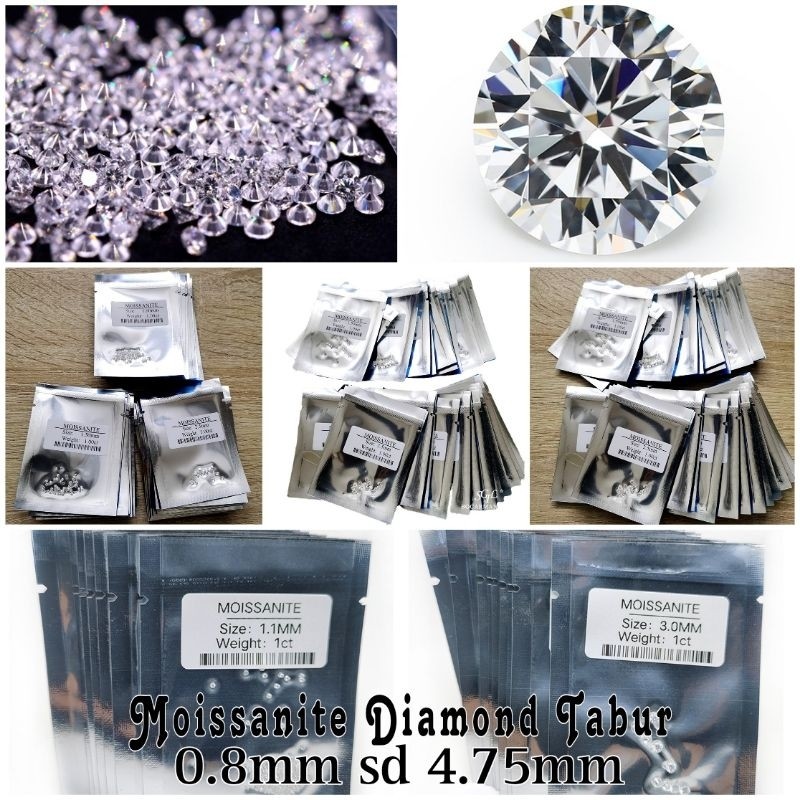 COD Berlian Tabur Moissanite Round 1ct Per Pack Colour White DE VVS1 Diamond Quality