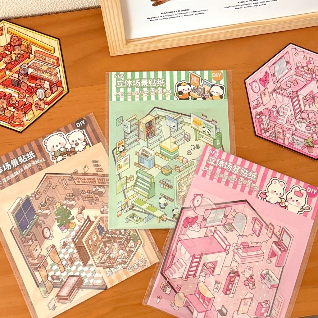 

[GW] DIY 3 D Sticker Dekorasi Mainan Edukasi Anak Stiker Desain 3pcs Kartun