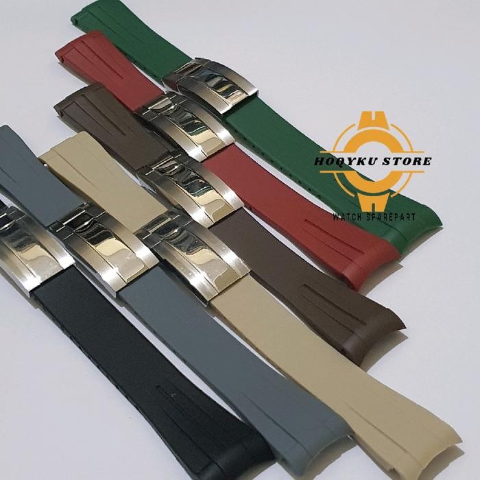 20mm Strap Tali Jam Tangan Rubber Curved Tali Jam Tangan Omega Universal 20mm Watch - Hitam