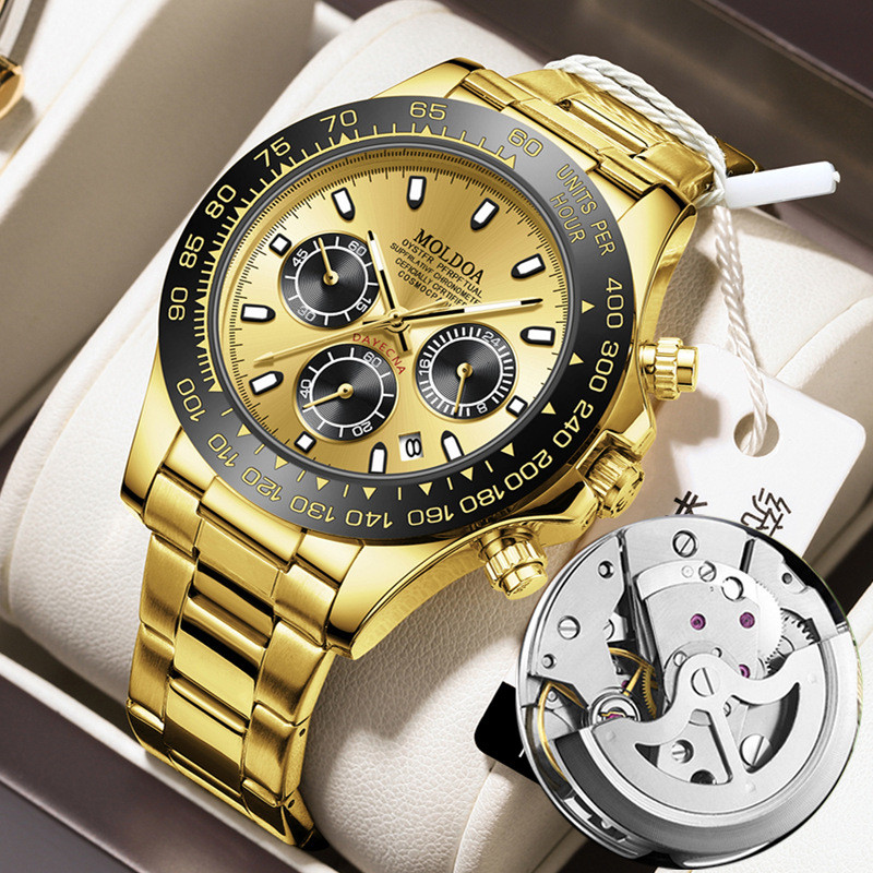 

Jam Tangan Gerakan Skeleton Otomatis Penuh untuk Pria dengan Kalender Bercahaya dan Kancing Kupu-Kupu Dua Sisi Tahan Air