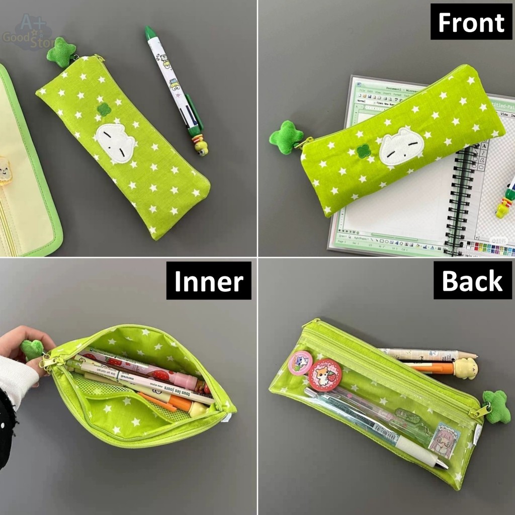 

Simple Cute Pencil Case With Mesh Multilayer Pen Bag Student Stationery Bag Large Capacity Portable Pen Pouch For School Office