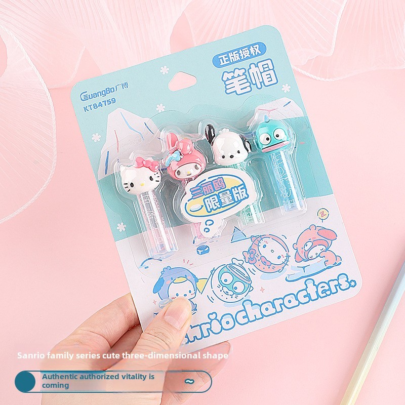 

Sanrio Kawaii Pencil Cap cute hellokitty melody Pochacco Pen Caps Topper Pencil Cover for Kids student Stationery School Supplie