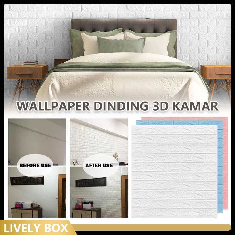 [10PCS] Wallpaper Dinding 3D Foam Stiker Dinding /70cm X 77cm Premium Wallpaper Tebal 3MM