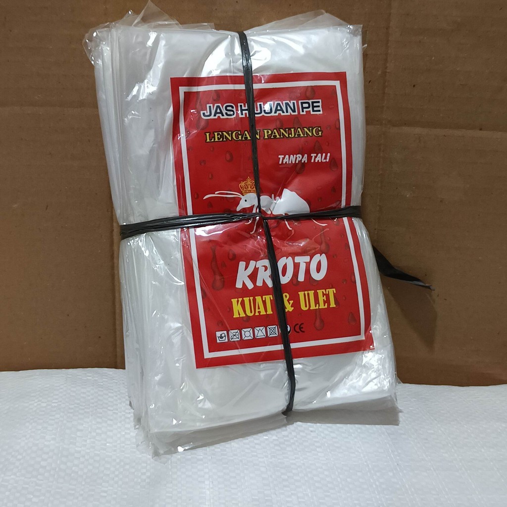 Mantel Jas Hujan Plastik Transparan Bening Ponco 1 Lusin