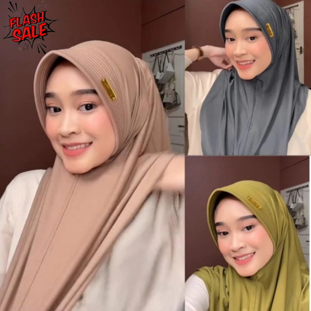 HIJAB BERGO HAMIDAH INSTAN SIZE M LABEL BESI (PREMIUM)