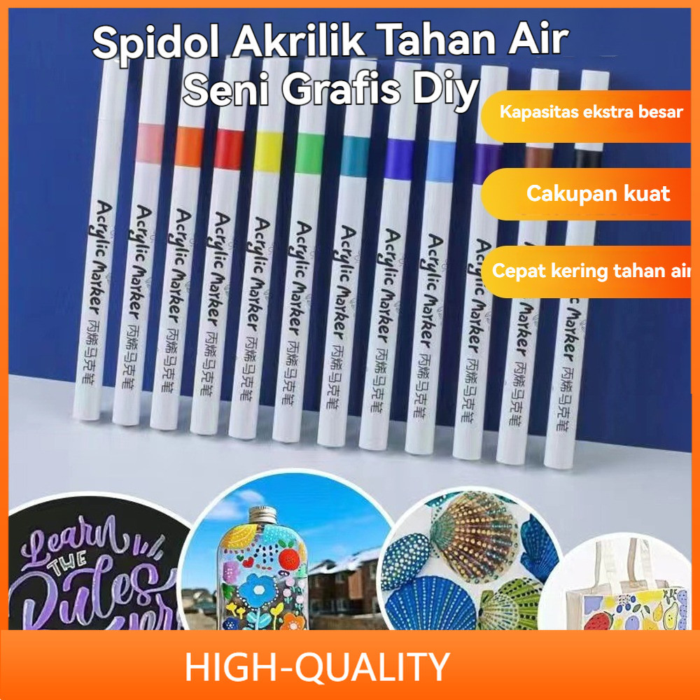 

【COD】Spidol Akrilik Set Spidol Warna 48/60 Spidol Warna Siswa seni lukis diy tahan air pena warna cepat kering Aman untuk Anak-anak