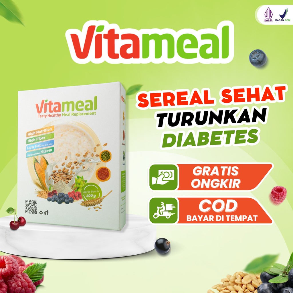 

VITAMEAL Sereal Multigrain Gula Alami Untuk Sarapan Turunkan Gula Darah TInggi Diabetes Kolestrol