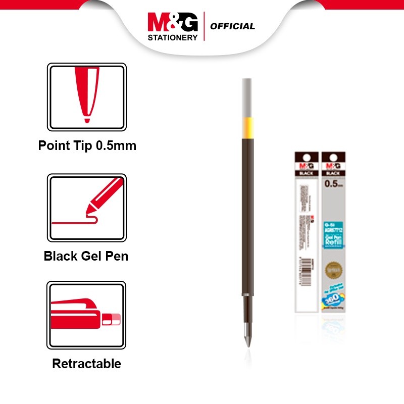 

M&G Isi Pulpen Gel Pen Refill Tip 0.5mm G-5i Hemat dan Praktis Titna Tahan Lama Hasil Tulisan Cepat Kering Pena 3 Warna Hitam Biru Merah