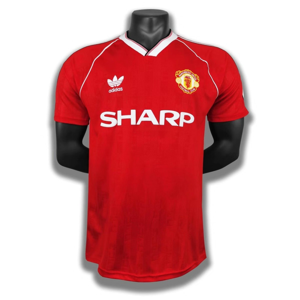 88/90 Manchester United Home Klasik Retro Kaus Seragam Sepak Bola Bordir Olahraga Jersey Kustom
