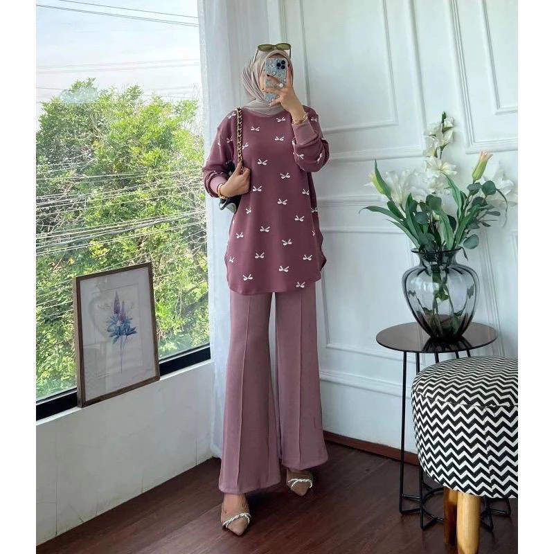 HUM - RFS OOTD Set Wanita Lengan Panjang Celana Panjang / NORRIS SET / Pakaian wanita terbaru / Ones
