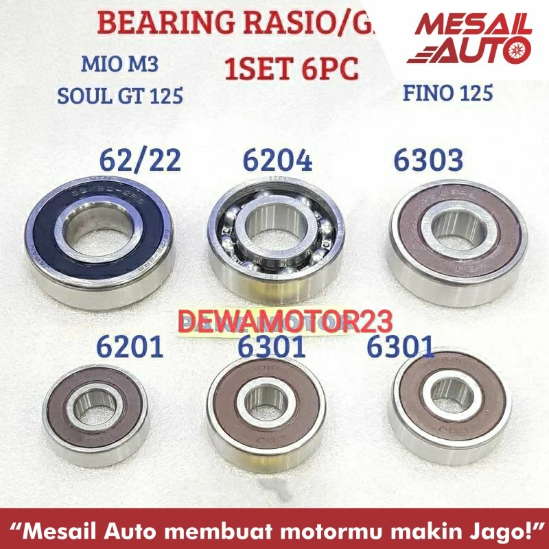 BEARING LAHER RASIO GARDAN 1 SET MIO M3 125 MIO SOUL GT 125 FINO F1 125 EXRIDE  FI 125 HIGH