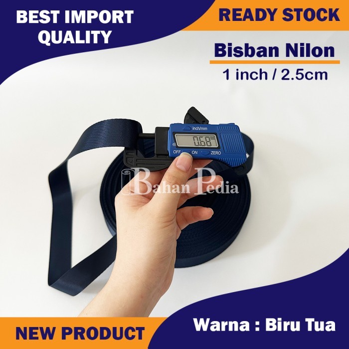 ✨NEW✨ -[Roll 45meter] Tali Webbing Bisban Nilon Nylon Licin Halus Impor 2.5cm - Abu-abu- 1.2.23