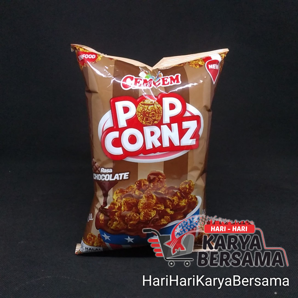 

MAKANAN RINGAN SNACK CEMCEM POP CORNZ RASA CHOCOLATE 55GR