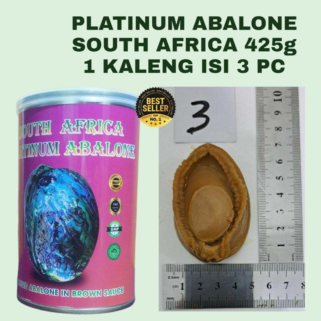 

ABALONE SOUTH AFRICA PLATINUM JUMBO 1 KALENG ISI 3 PC ABALONE KALENG BROWN SAUSE [ JAMIN ORIGINAL ] LB888