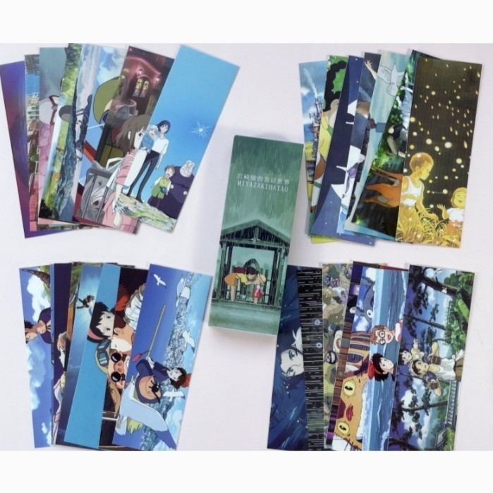

(Set Isi 30) Koleksi Kartu Penanda Buku / Bookmark / Dekorasi (Animasi Miyazaki Hayao, Studio Ghibli)