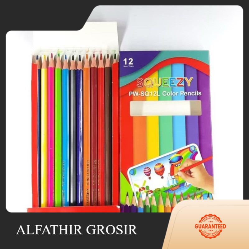 

Pensil Warna Squeezy Panjang 12 Warna Murah / Color Pencil PW-SQ12L