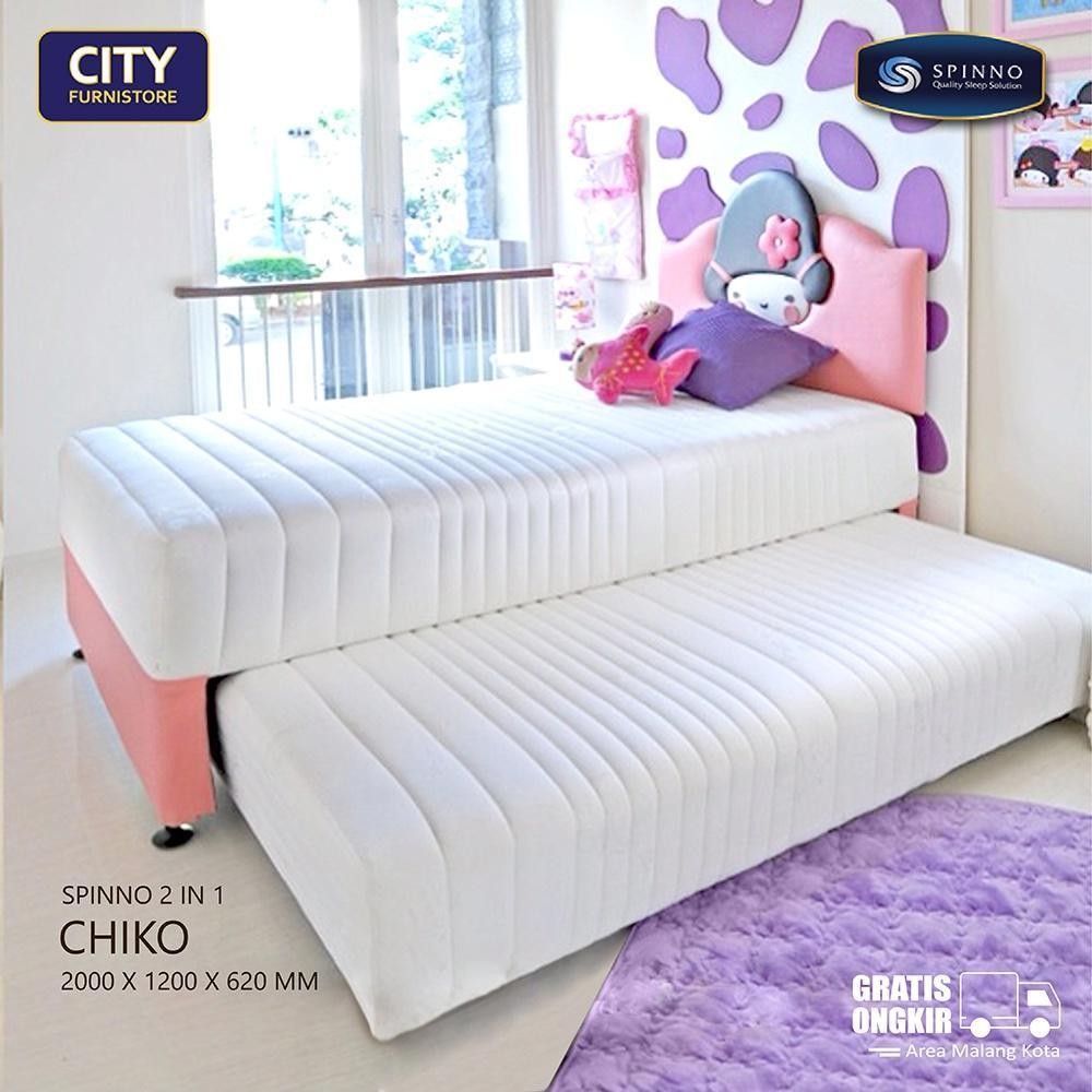 Springbed 2 in 1 Spinno Chiko Ukuran 120 Matras Pillowtop Bed Set Kasur Busa Olympic Central Uniland