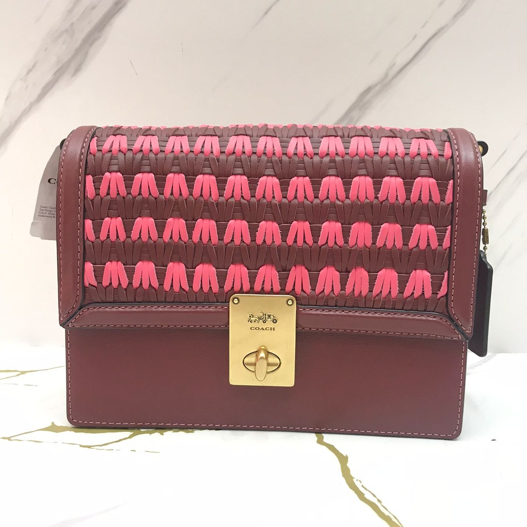 Coach Hutton Shoulder Bag Berry Weave Multi