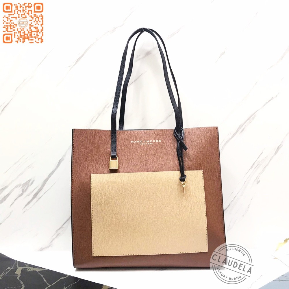 Marc Jacobs Large Grind Colorblock Tote Bag in Chocolate Truffle