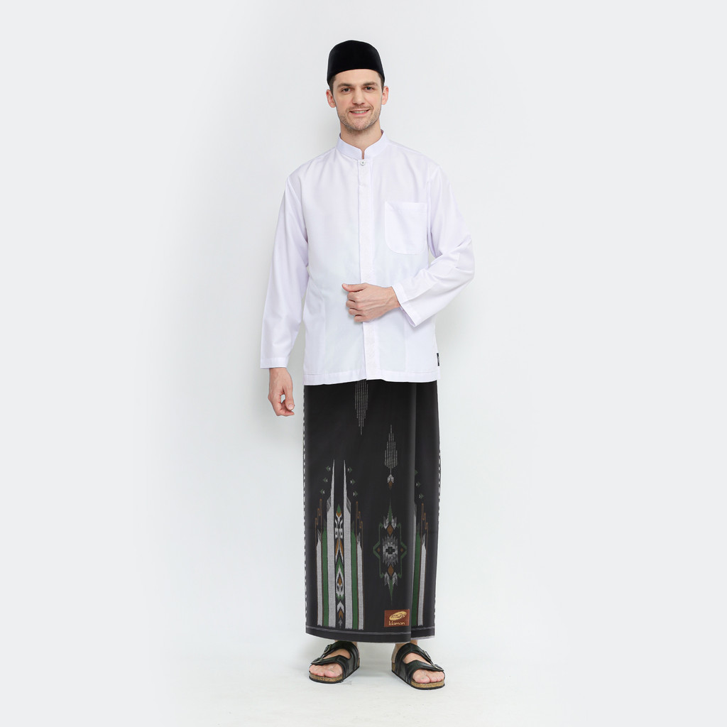 Sarung ATLAS Idaman 555 Harmoni Motif BHS SDI 04 Warna Hitam Hijau