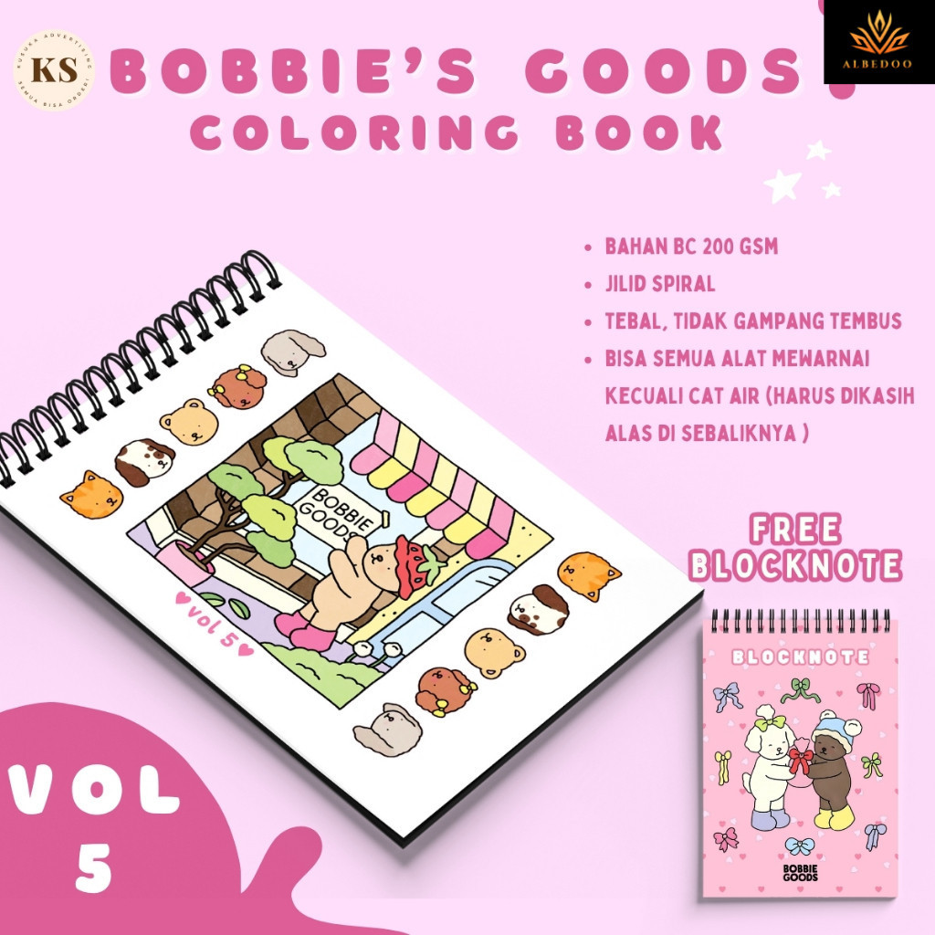

Bobbie's Goods Coloring Book Vol 5 Buku Mewarnai Anak Remaja Dewasa Aesthetic Kertas Tebal