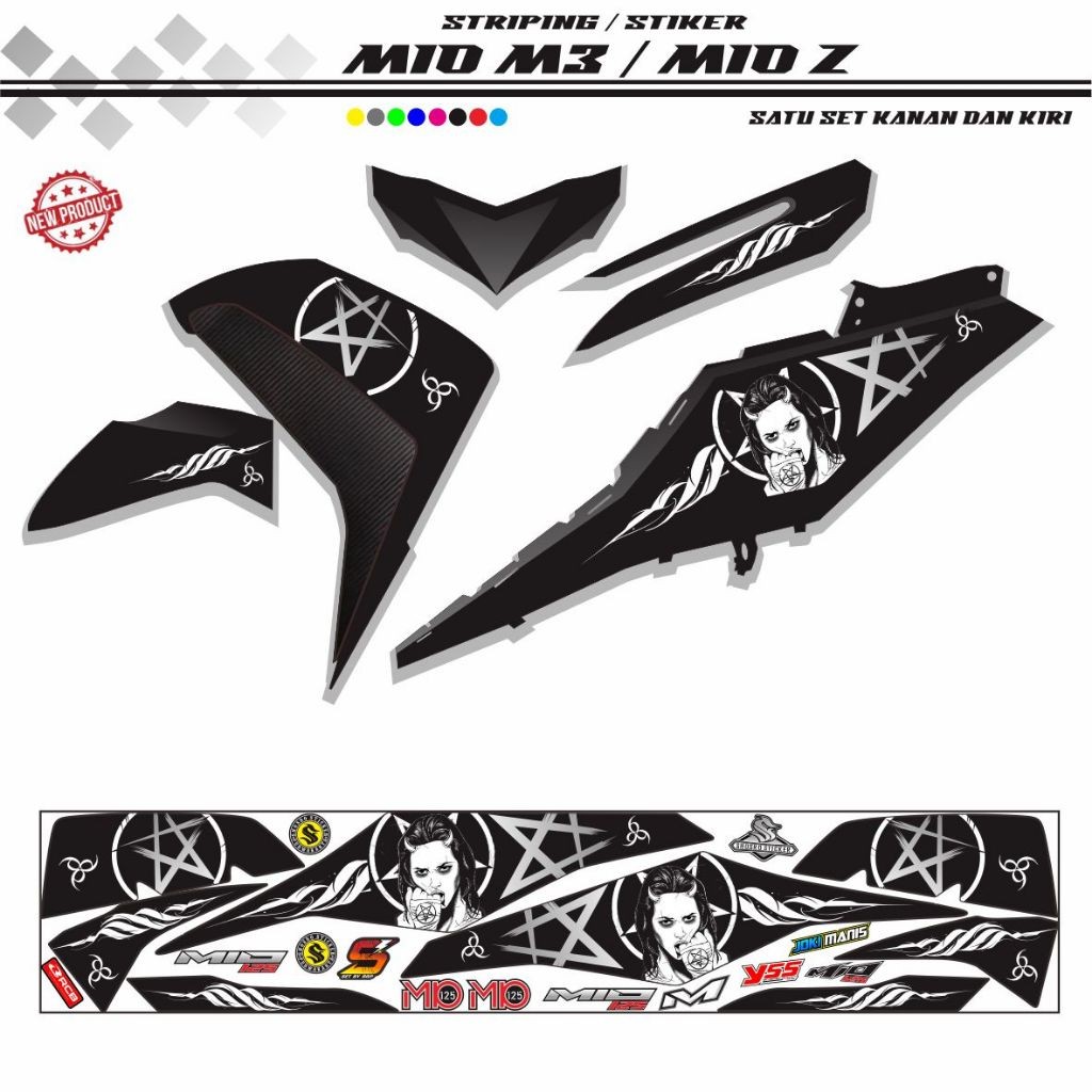 VARIASI STIKER STRIPING ALL MIO STRIPING MIO M3 MIO Z HITAM ALL WARNA STRIPING KEREN