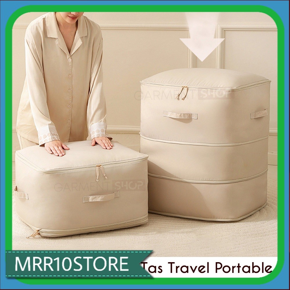 Tas Organizer Kompres Tempat Pakaian Traveling Praktis Penyimpanan Bed Cover Sprei Hemat Ruang