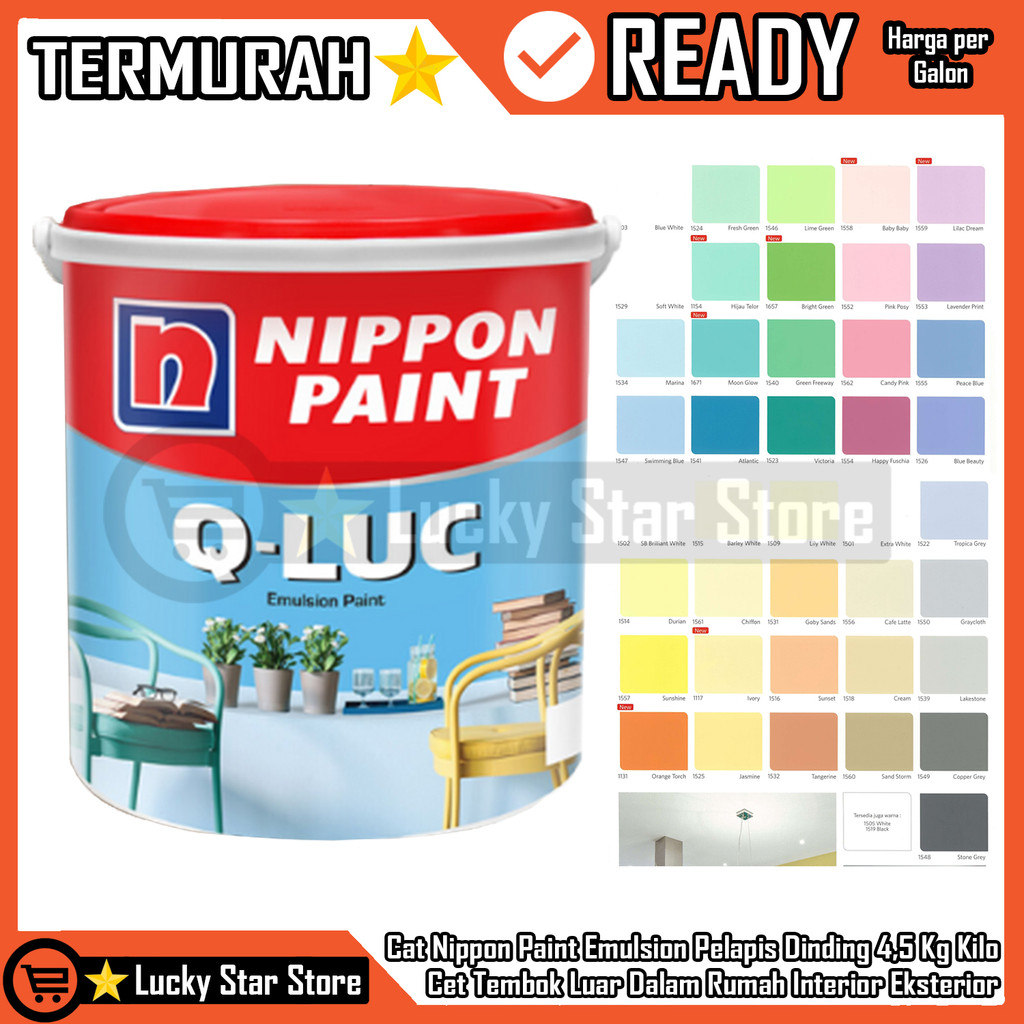 Cat Tembok Nippon Paint Q-Luc Nipon Dinding Wall Paint Emulsion Paint Qluc 4,5 Kg Interior Eksterior