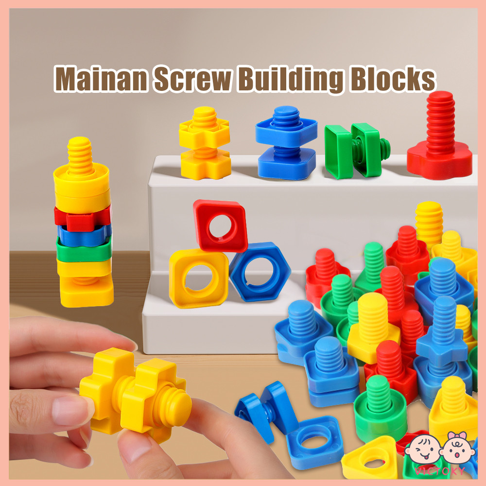 Victoky 10Set Mainan Bongkar Pasang Baut Mur Sekrup Mainan Montesori Building Blocks For Kids