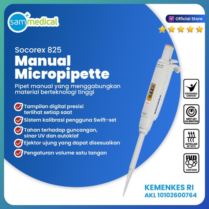 Socorex Acura Mikropipet Adjustable / Micropipet / Mikropipet Adjustable Tip / Manual Micropopette