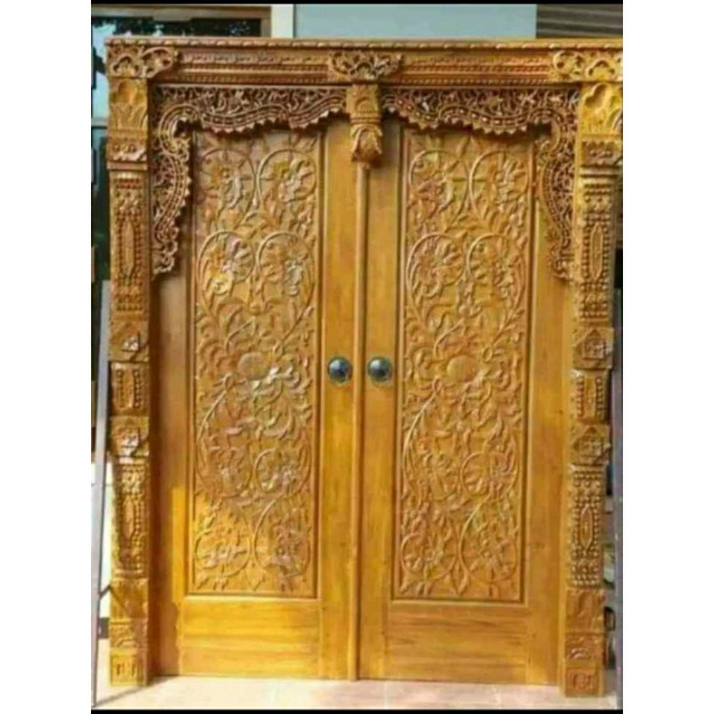 Pintu Ukir Gebyok Minimalis Ful Kayu Jati Pintu Ukir Motif Bunga