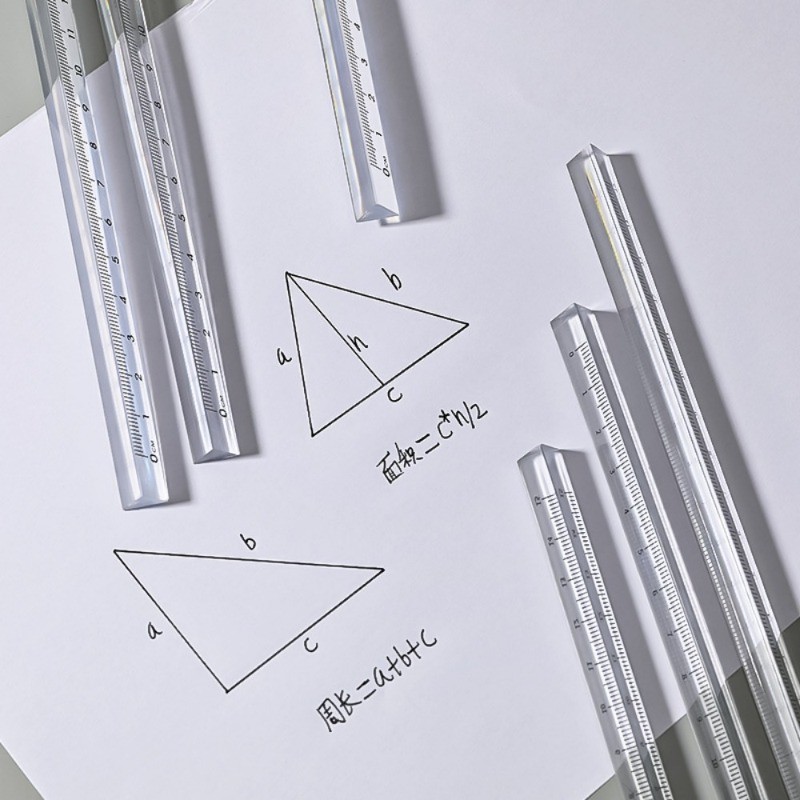 

Mr. Paper Transparent Three-square Ruler Students Simple Drawing Measurement Ruler School Supplies Stationery