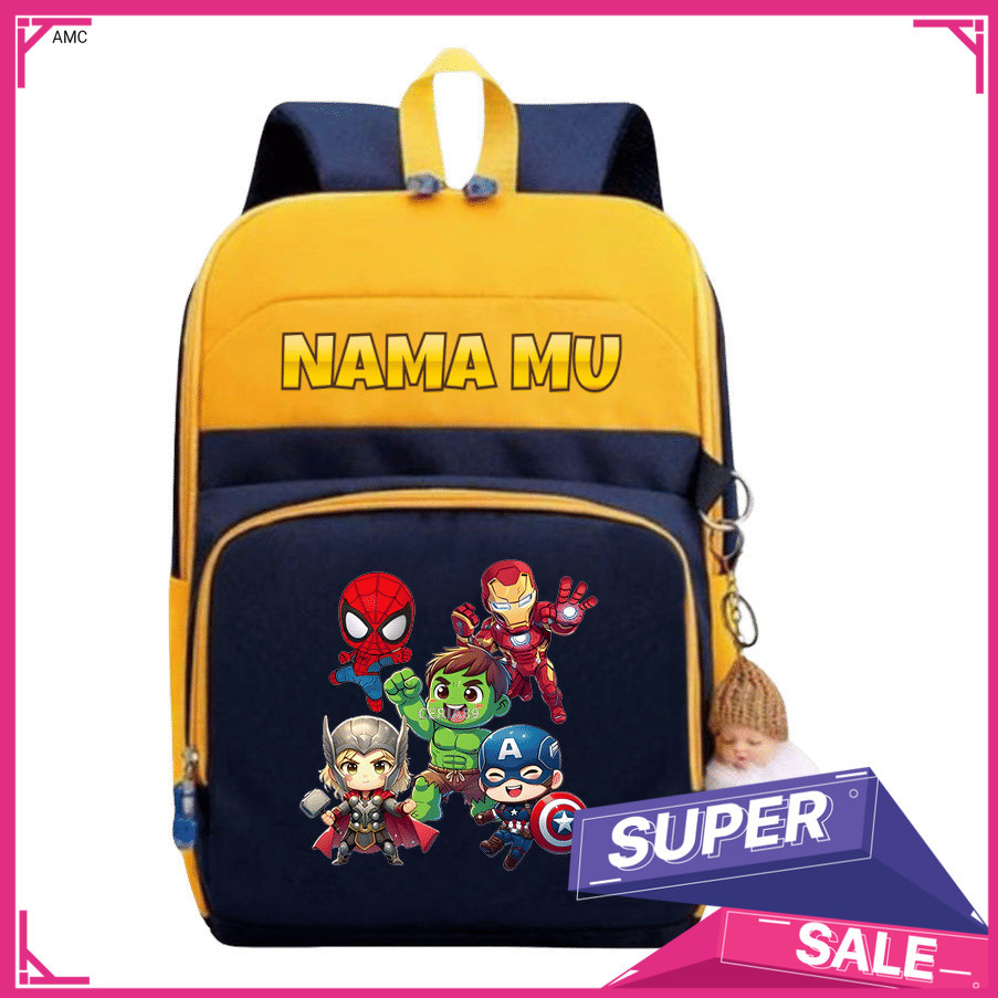 AMC Tas Ransel Hero Avengers Anak Laki-Laki Karakter Superhero Keren - Backpack Sekolah TK SD Muat B