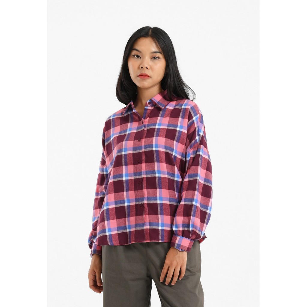 3Second Women's Shirt Long Sleeve Checkered Flannel Fela H011224