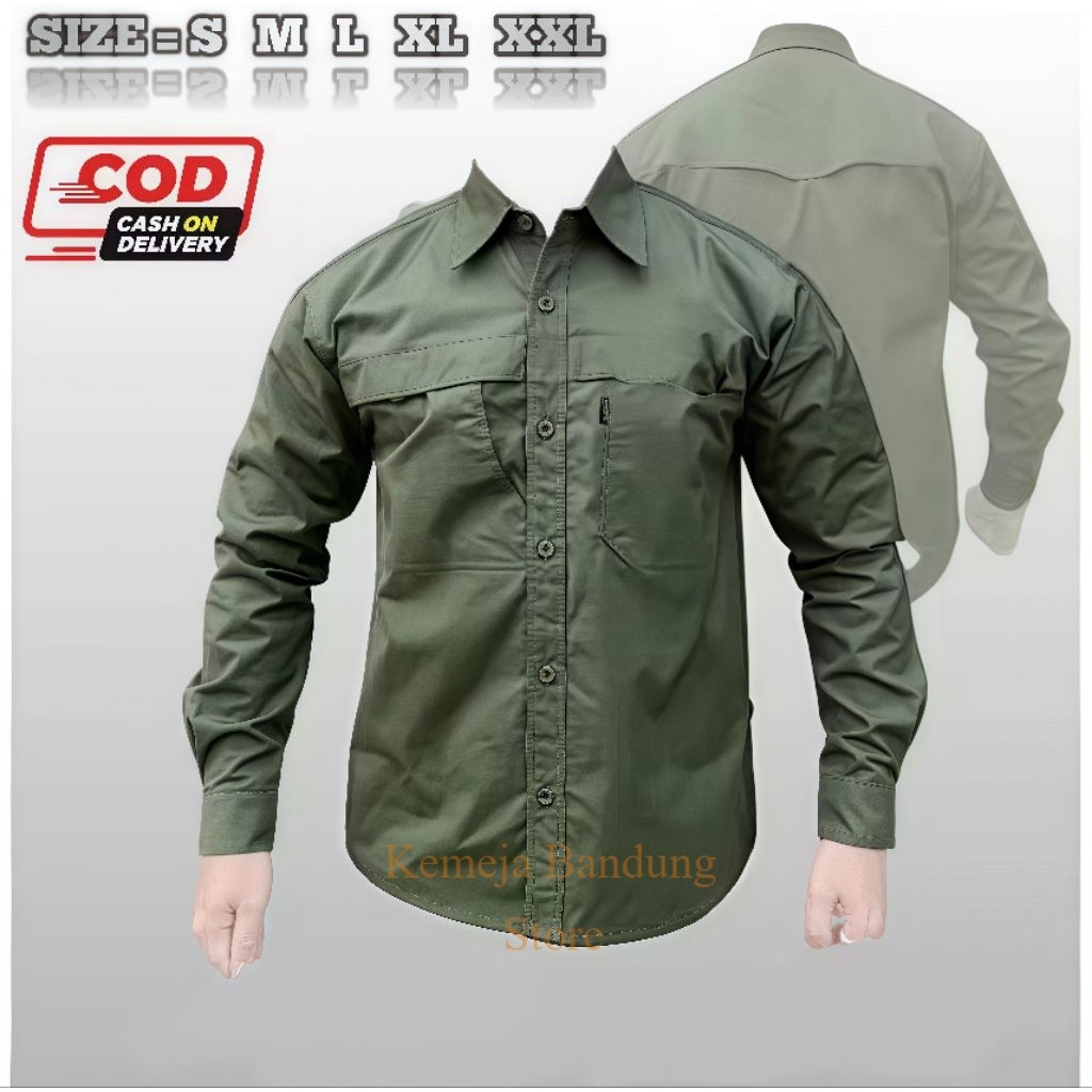 kemeja Tactical, kemeja lapangan lengan panjang size jumbo