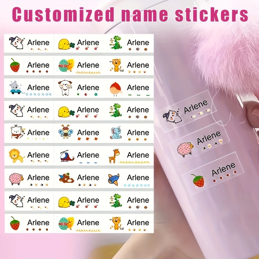 

Personalized Label Stickers-T1-Custom Name Stickers for Water Bottles, Cups, Children's Stationery, TTransparent & Waterproof