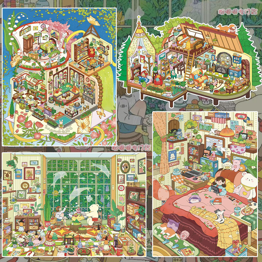 

PLUS SIZE Landscape stickers miniature scene collage stress-relieving Landscape stickers